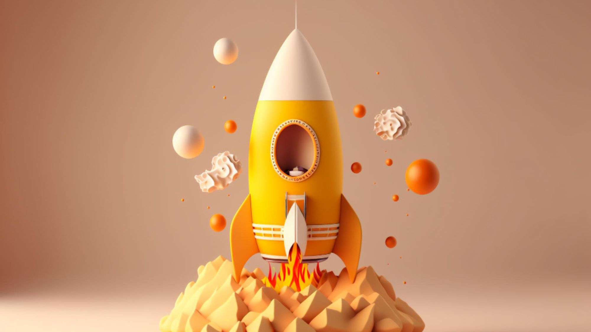 A yellow rocket taking off symbolizing dos and don'ts of website design